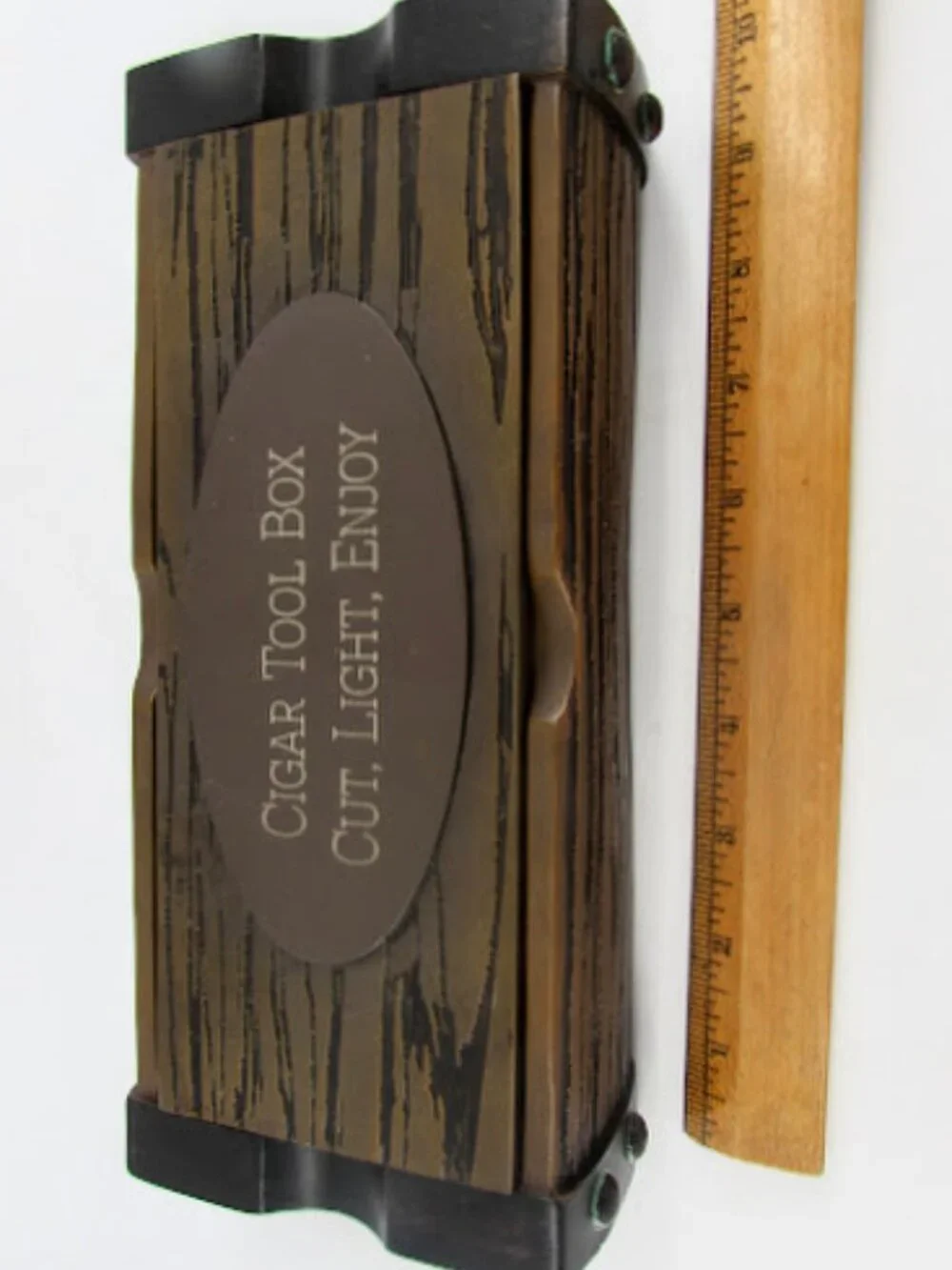 Lotus Faux Wood Cigar Resin Tool Box Desk Accessory 2 Piece Cut, Light, Enjoy.